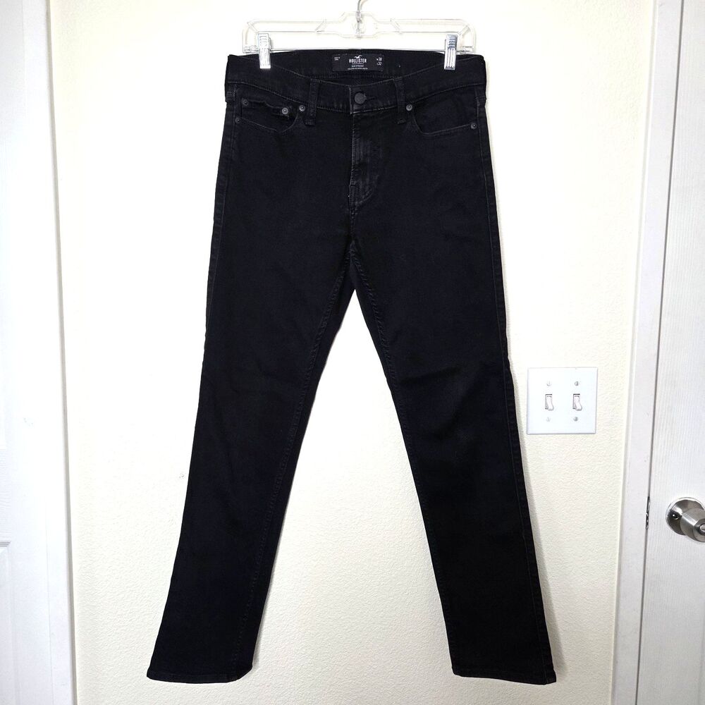 Hollister Jeans Mens 30x32 Black Slim Straight Advanced Stretch 5 Pocket Denim